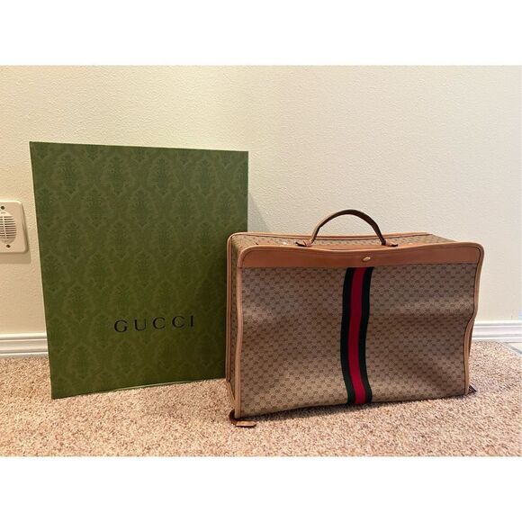 Gucci Vintage Micro GG Monogram Sherry Line Suitcase Luggage with free box - Picture 1 of 16
